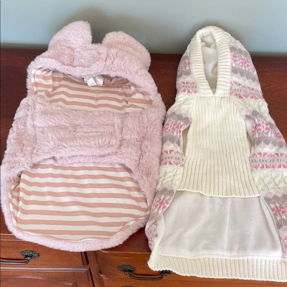 Cozy Pink and White Dog Sweater Set of 2. Size :M